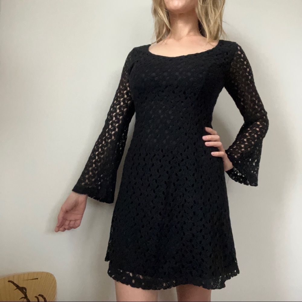 Black bell sleeve dress